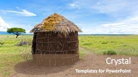  Presentation with mud house - Slides featuring walls in tanzania east africa background and a coral colored foreground