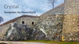  Presentation with poland - Presentation design having walls-of-defence-fortress-klodzko background and a light blue colored foreground