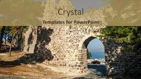  Presentation with hill - Colorful presentation design enhanced with walls-of-kadifekale-hill-fortress backdrop and a coral colored foreground