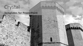  Presentation with spain - Cool new slide deck with walls-of-poblet-cloister-spain backdrop and a light gray colored foreground