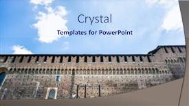  Presentation with castle - Presentation design enhanced with walls-of-sforza-castle-castello background and a sky blue colored foreground