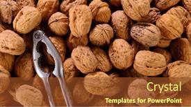  Presentation with walnut - PPT theme consisting of walnut-and-nutcracker-top-view background and a tawny brown colored foreground