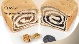  Presentation with walnut - Slide set with walnut and poppy cake background and a  colored foreground