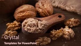  Presentation with walnut - Presentation theme enhanced with walnut-flour-in-the-wooden background and a wine colored foreground