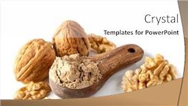  Presentation with walnut - Slide deck consisting of walnut-flour-in-the-wooden background and a white colored foreground