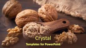  Presentation with walnut - Slide deck consisting of walnut-flour-in-the-wooden background and a tawny brown colored foreground