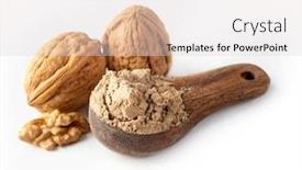  Presentation with walnut - PPT layouts featuring walnut-flour-in-the-wooden background and a lemonade colored foreground