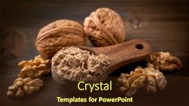  Presentation with walnut - Theme with walnut-flour-in-the-wooden background and a tawny brown colored foreground