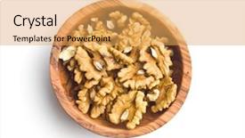  Presentation with walnut - Audience pleasing slide deck consisting of walnut kernels in bowl isolated backdrop and a yellow colored foreground
