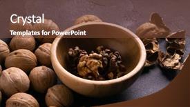  Presentation with walnut - Audience pleasing PPT layouts consisting of walnut kernels in wooden bowl backdrop and a tawny brown colored foreground