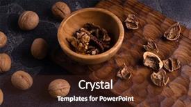  Presentation with walnut - Audience pleasing PPT layouts consisting of walnut kernels in wooden bowl backdrop and a tawny brown colored foreground