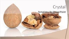  Presentation with walnut - Slides enhanced with walnut kernels whole and cracked open with shells isolated over white background background and a white colored foreground