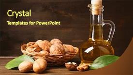  Presentation with walnut - Cool new PPT theme with walnut oil and nuts backdrop and a wine colored foreground
