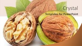  Presentation with green leaves - Slide set featuring walnut-walnut-kernel-and-green background and a coral colored foreground