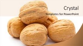  Presentation with walnut - Presentation theme consisting of walnut with shell over white background background and a yellow colored foreground