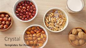  Presentation with hazelnuts - PPT theme enhanced with walnuts-almonds-and-hazelnuts-soaking background and a coral colored foreground
