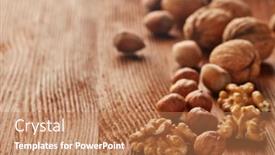  Presentation with healthy food - Beautiful PPT theme featuring walnuts-and-hazelnuts-still-life backdrop and a coral colored foreground