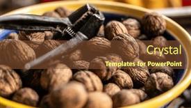  Presentation with vegetarian - Presentation with walnuts-and-nutcracker-in-bowl background and a tawny brown colored foreground