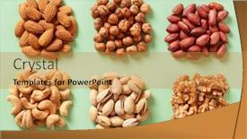  Presentation with almond - Cool new PPT theme with walnuts-cashew-almond-pistachio-hazelnut backdrop and a gold colored foreground
