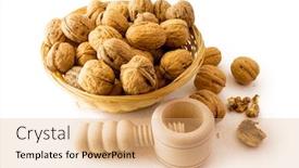  Presentation with crushing - Cool new presentation theme with walnuts-in-basket-with-crushing backdrop and a coral colored foreground