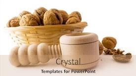  Presentation with crushing - Presentation enhanced with walnuts-in-basket-with-crushing background and a coral colored foreground