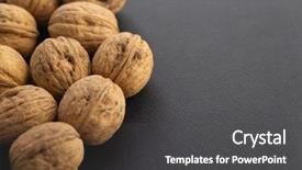  Presentation with shell - PPT layouts having walnuts in shell lying background and a dark gray colored foreground