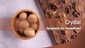  Presentation with walnut - Presentation theme consisting of walnuts in wooden bowl background and a  colored foreground