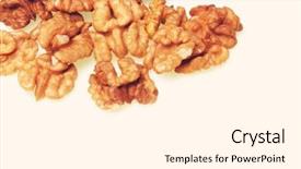  Presentation with studio - Slides with walnuts on whote background - studio background and a  colored foreground