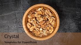  Presentation with walnut - Colorful slide deck enhanced with walnuts top view backdrop and a coral colored foreground