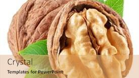  Presentation with green leaves - Presentation theme featuring walnuts-walnut-kernel-and-green background and a yellow colored foreground