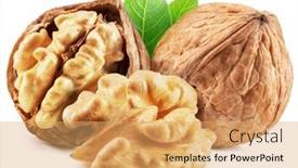  Presentation with green leaves - PPT layouts consisting of walnuts-walnut-kernel-and-green background and a yellow colored foreground