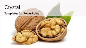  Presentation with walnut - Slide set featuring walnuts with leaves isolated background and a white colored foreground