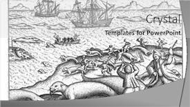  Presentation with history voyage - Colorful presentation enhanced with walrus-hunt-on-the-maiden backdrop and a light gray colored foreground