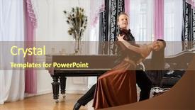  Presentation with dancing - Colorful slide deck enhanced with waltz dance - dancing young couple backdrop and a tawny brown colored foreground
