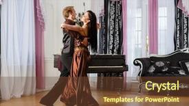  Presentation with dancing - Colorful slide set enhanced with waltz dance - dancing young couple backdrop and a tawny brown colored foreground