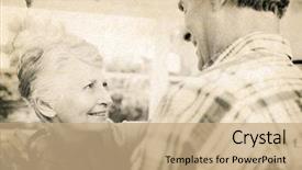  Presentation with senior couple - Cool new slide deck with waltz dance - grey background against smiling senior backdrop and a coral colored foreground