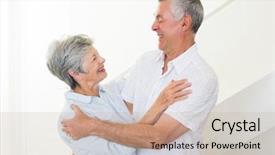  Presentation with senior living - Audience pleasing slide set consisting of waltz dance - happy senior couple dancing together backdrop and a  colored foreground