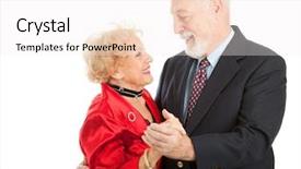  Presentation with active seniors senior couple - Slides featuring waltz dance - loving seniors couple out dancing background and a sky blue colored foreground