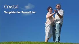  Presentation with waltz - Theme having waltz dance - old woman and man dancing background and a ocean colored foreground