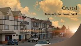  Presentation with city buildings - PPT theme having walvis-bay-residential-neighborhood-buildings background and a  colored foreground