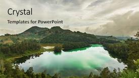  Presentation with jawa - Audience pleasing theme consisting of wama lake dieng plateau jawa backdrop and a light gray colored foreground