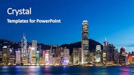  Presentation with hong kong - Colorful presentation design enhanced with wan - hong kong island skyline backdrop and a dark gray colored foreground