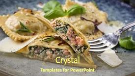  Presentation with spinach - Colorful PPT theme enhanced with wan - salmon spinach ravioli on plate backdrop and a coral colored foreground