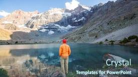  Presentation with central asia - Slides with wanderlust-time-man-hiking background and a ocean colored foreground