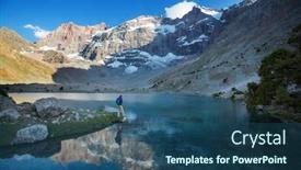  Presentation with central asia - Audience pleasing slide deck consisting of wanderlust-time-man-hiking backdrop and a ocean colored foreground