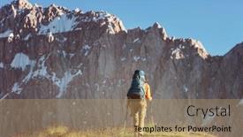  Presentation with central asia - Presentation design consisting of wanderlust-time-man-hiking background and a coral colored foreground