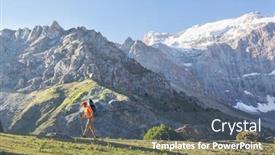  Presentation with central asia - Slide deck enhanced with wanderlust-time-man-hiking background and a ocean colored foreground