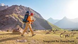  Presentation with central asia - Cool new theme with wanderlust-time-man-hiking backdrop and a coral colored foreground
