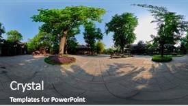  Presentation with virtual reality - PPT theme having wangjiang pavilion wangjiang tower chengdu background and a dark gray colored foreground