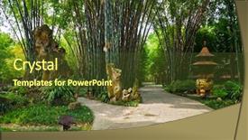  Presentation with bamboo - Presentation theme having wangjiang tower wangjianglou park chengdu background and a tawny brown colored foreground